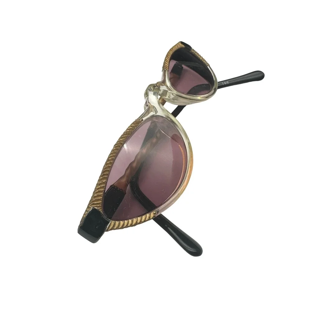 Vintage Cat Eye Sunglasses Khanh EK Twisted Temple Purple Tint